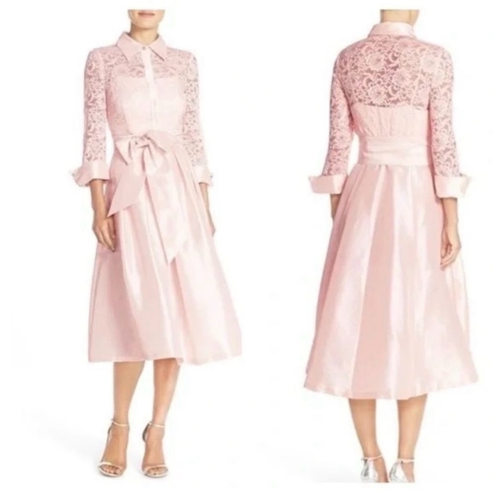 💗HOST PICK💗Elegant Pink Lace and Satin Dress - Picture 2 of 13